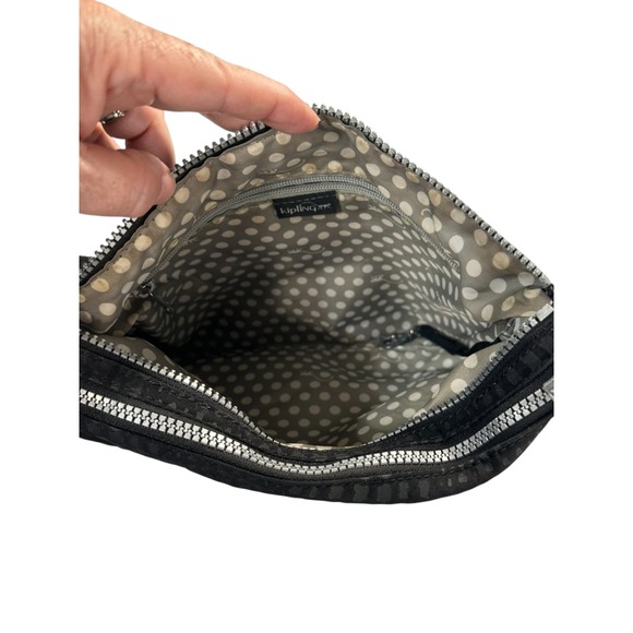 Kipling Cross Body Double Outside Zip Nylon Bag Black Boho Utility - Picture 7 of 7